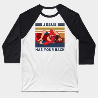 Wrestling Jesus Has Your Back Vintage Baseball T-Shirt